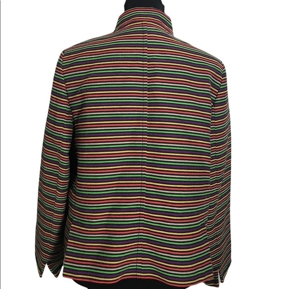 Talbots Orange Striped Jacket size 14P with collar - Picture 5 of 6